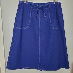 Vintage F.I. Sport Adjustable Wrap Skirt Blue White String Tie Womens Sz XL Vtg
